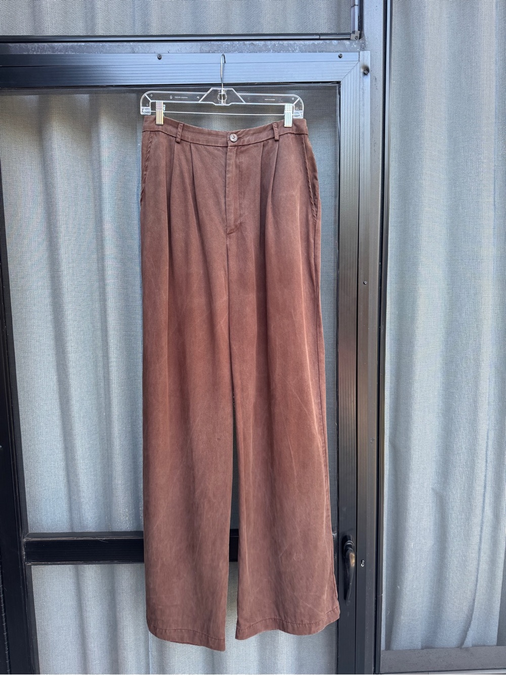Reformation Mason High Rise Wide Leg Tencel Pants Brown Size 10